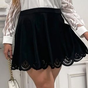 Black Cutout Scallop Skirt